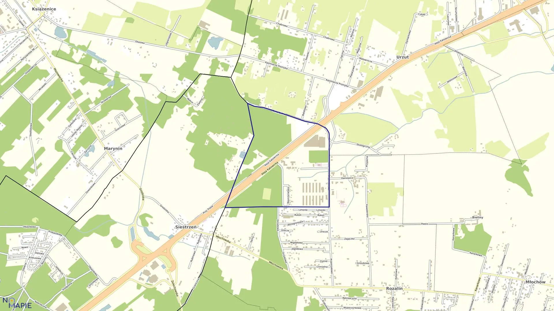 Mapa obrębu KOSTOWIEC w gminie Nadarzyn