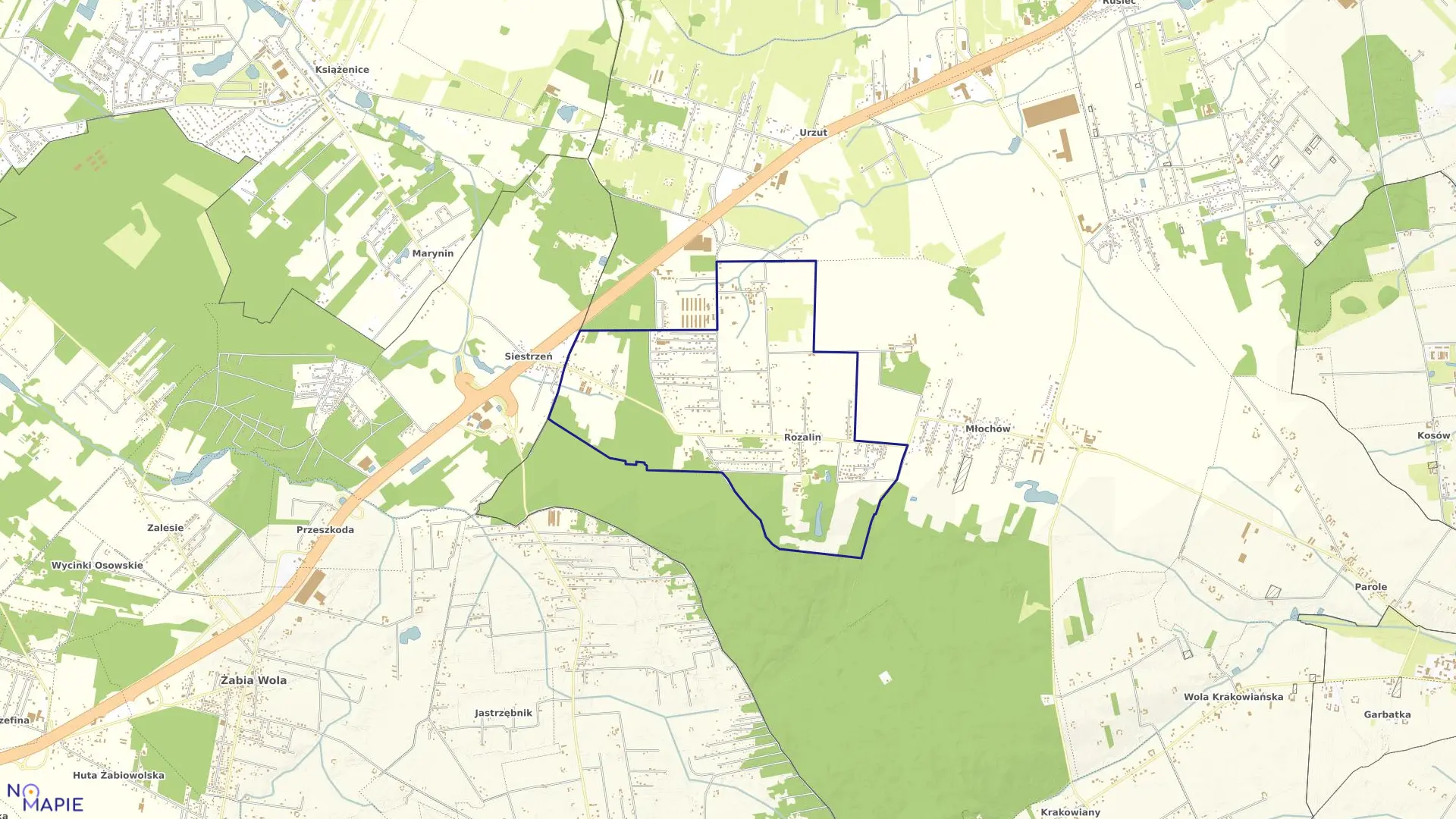 Mapa obrębu ROZALIN w gminie Nadarzyn