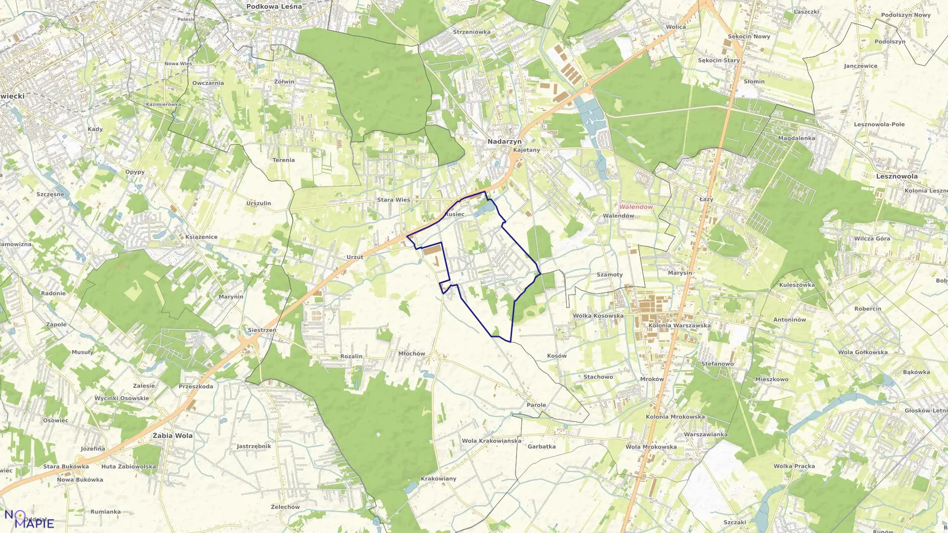 Mapa obrębu RUSIEC w gminie Nadarzyn