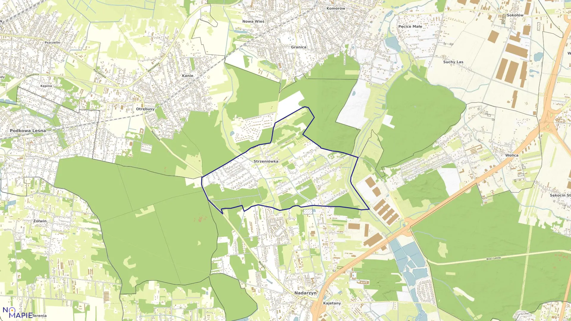 Mapa obrębu STRZENIÓWKA w gminie Nadarzyn